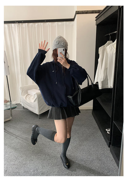 【H5495】實拍男友寬鬆款刺繡長袖連帽衞衣外套251109