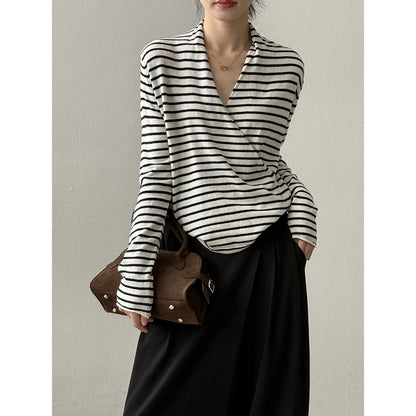 【Y218】實拍法式高級感交叉長袖針織衫(羊毛5%)251016