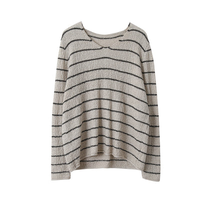 【LD11022】實拍肌理感寬鬆條紋針織衫251110