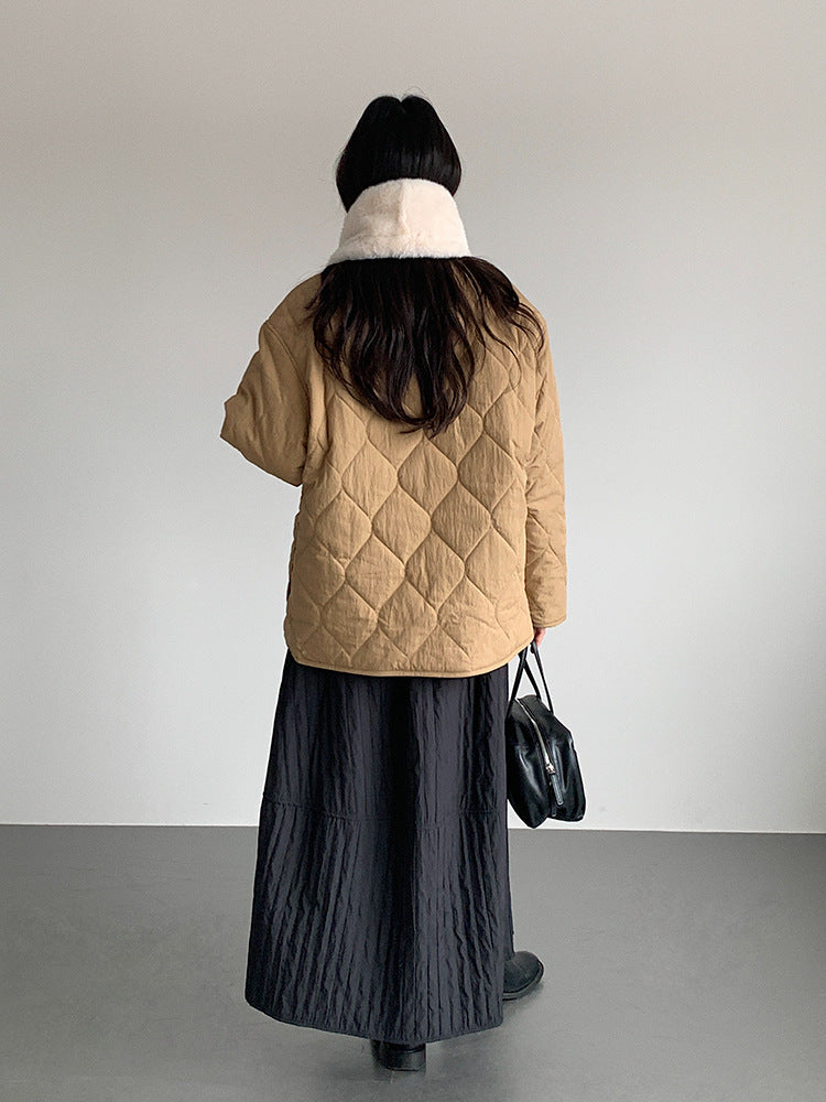 【LD11017】實拍日系加厚棉感保暖高腰花苞裙（左右有口袋）251110