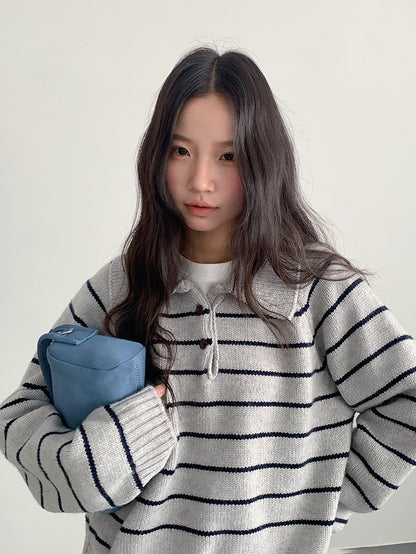 【LD11063】實拍復古條紋加厚棉羊絨針織毛衣251209