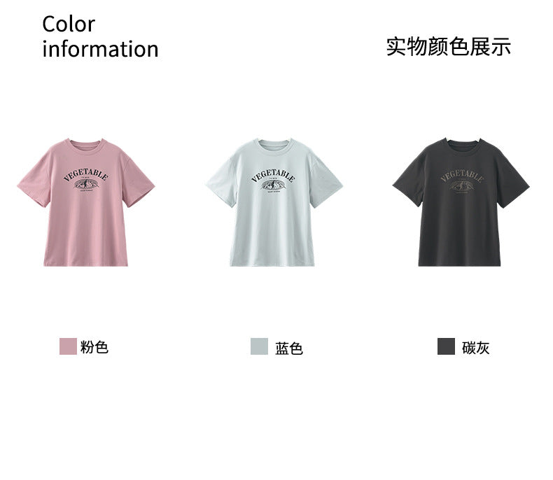 【H5203】實拍夏天美式印花棉質寬鬆圓領短袖T恤250422