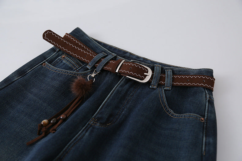 【LD11073】實拍S~XL保暖加絨加厚高腰直筒牛仔褲251209