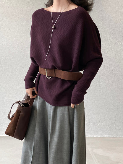 【cim9033】實拍韓系高級感長袖斜肩針織衫＋腰帶251030