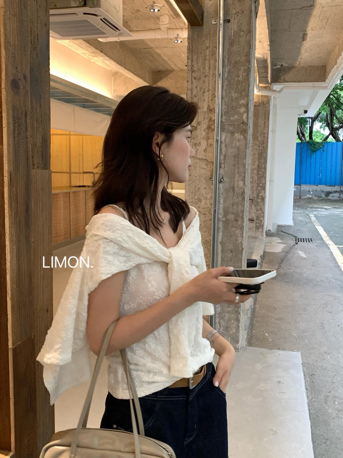 【L11007】檸檬檸檬早秋重工提花圓領長袖小外套+蕾絲細肩帶背心套裝260728