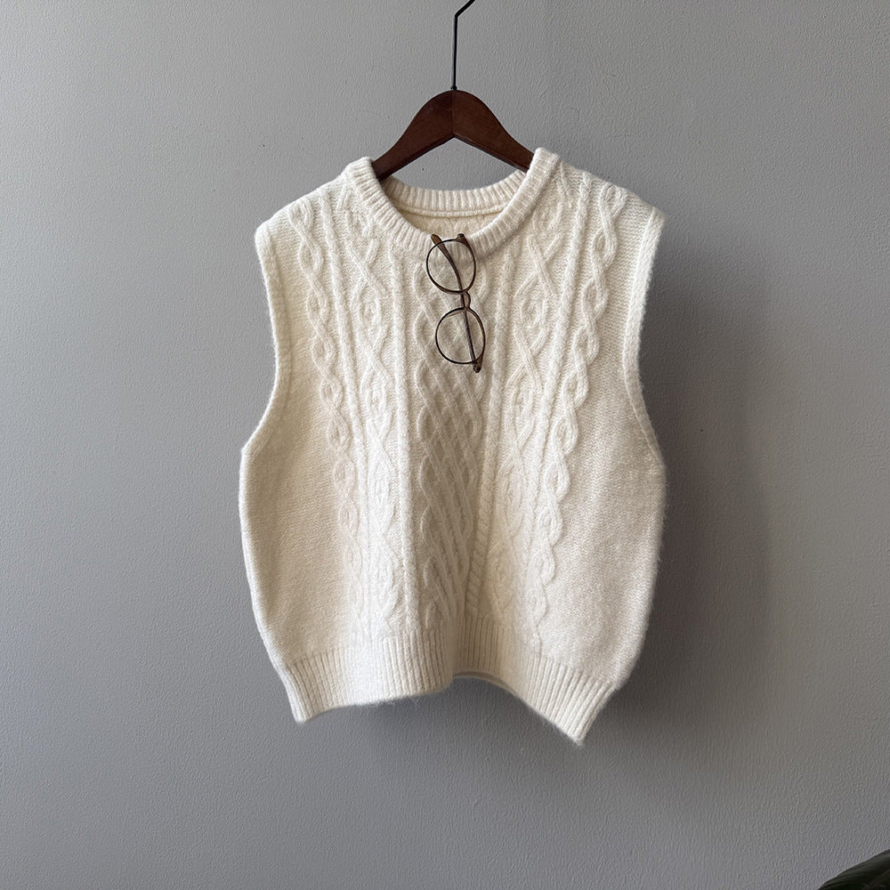 【YP2617】 實拍圓領麻花軟糯針織背心251023