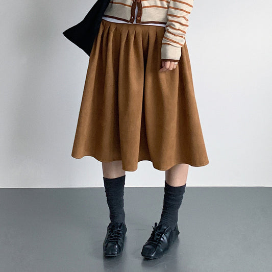【LD11016】實拍冬季復古麂皮絨A字裙251110