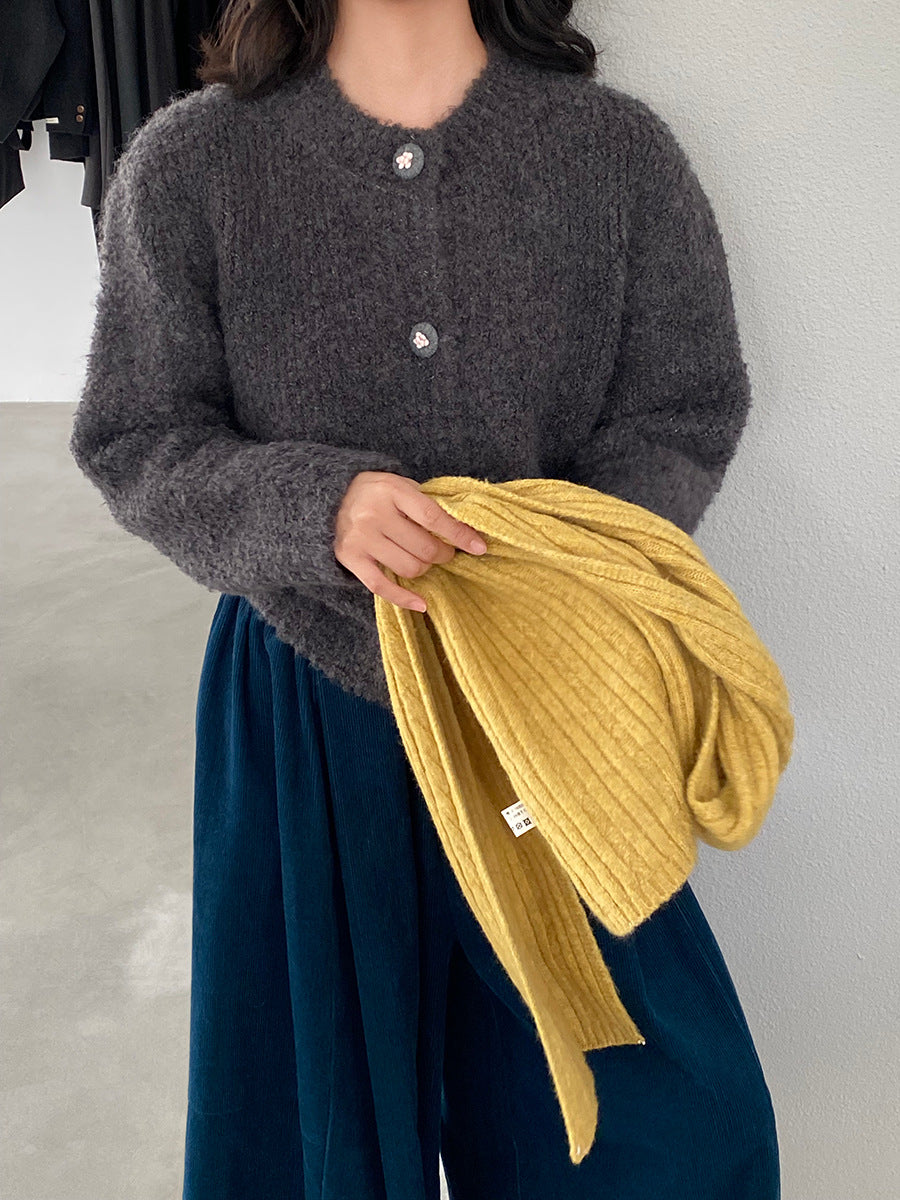 【cimz1391】實拍毛茸茸可愛羊毛針織毛衣開衫（羊毛14%)251201