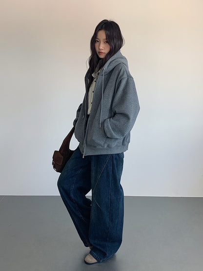 【LD11023】實拍S~XL顯瘦加絨加厚高腰寬鬆彎刀牛仔褲＋腰帶251124