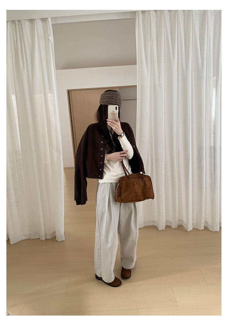 【H566】實拍秋冬高腰斜紋棉挺版西裝長褲（後鬆緊腰）251021