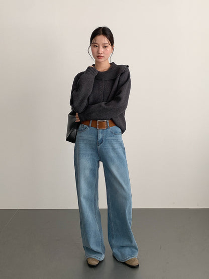 【LD11010】實拍S~XL復古加絨加厚高腰直筒牛仔褲251110