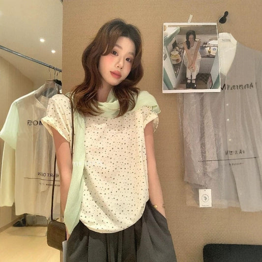 【L10613】溫柔甜美初戀感🌸碎花百搭寬鬆顯瘦圓領短袖T恤260511