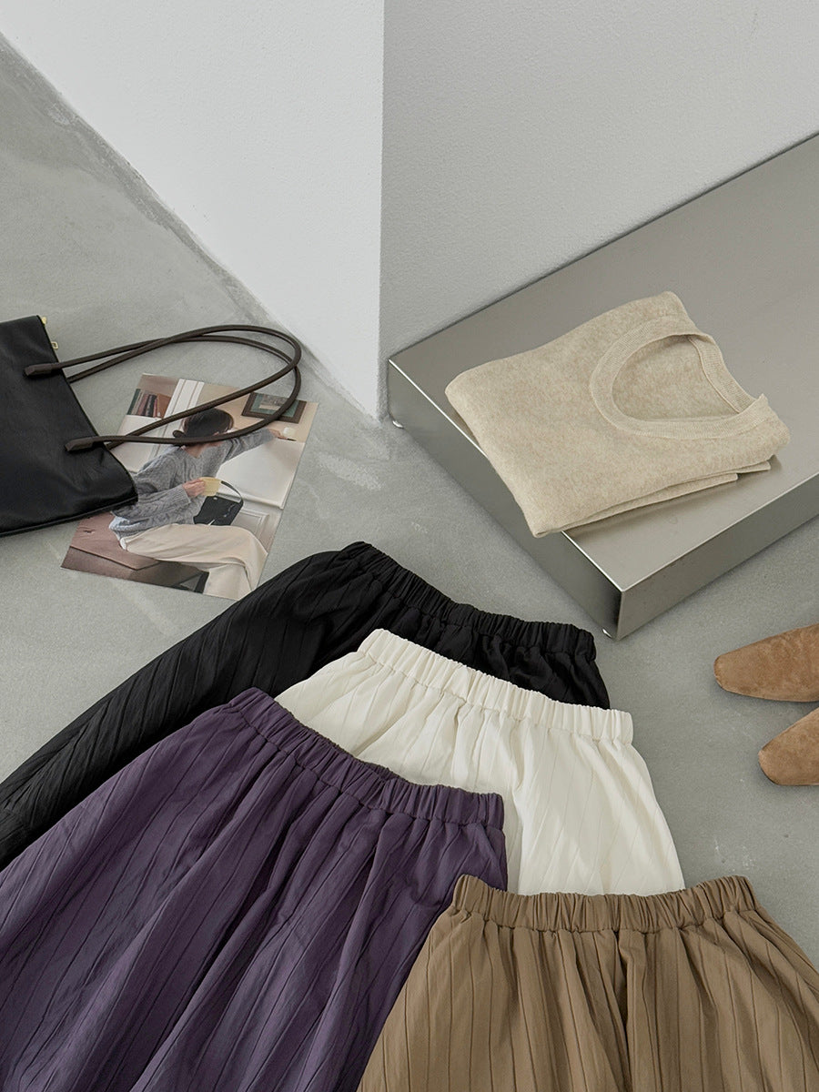 【cim1708】實拍秋冬法式寂靜高腰加厚微花苞A字裙251030