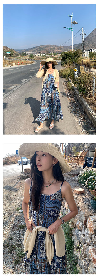 【H5190】實拍夏天海邊度假大A雪紡吊帶洋裝250415