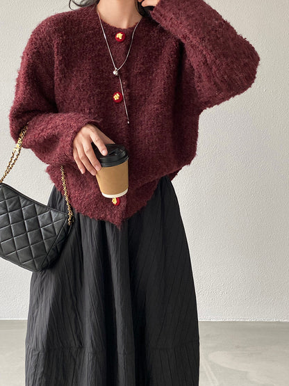 【cimz1391】實拍毛茸茸可愛羊毛針織毛衣開衫（羊毛14%)251201