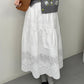 【cim7119】實拍純色小白裙~重工鈎花鏤空棉感傘裙240301