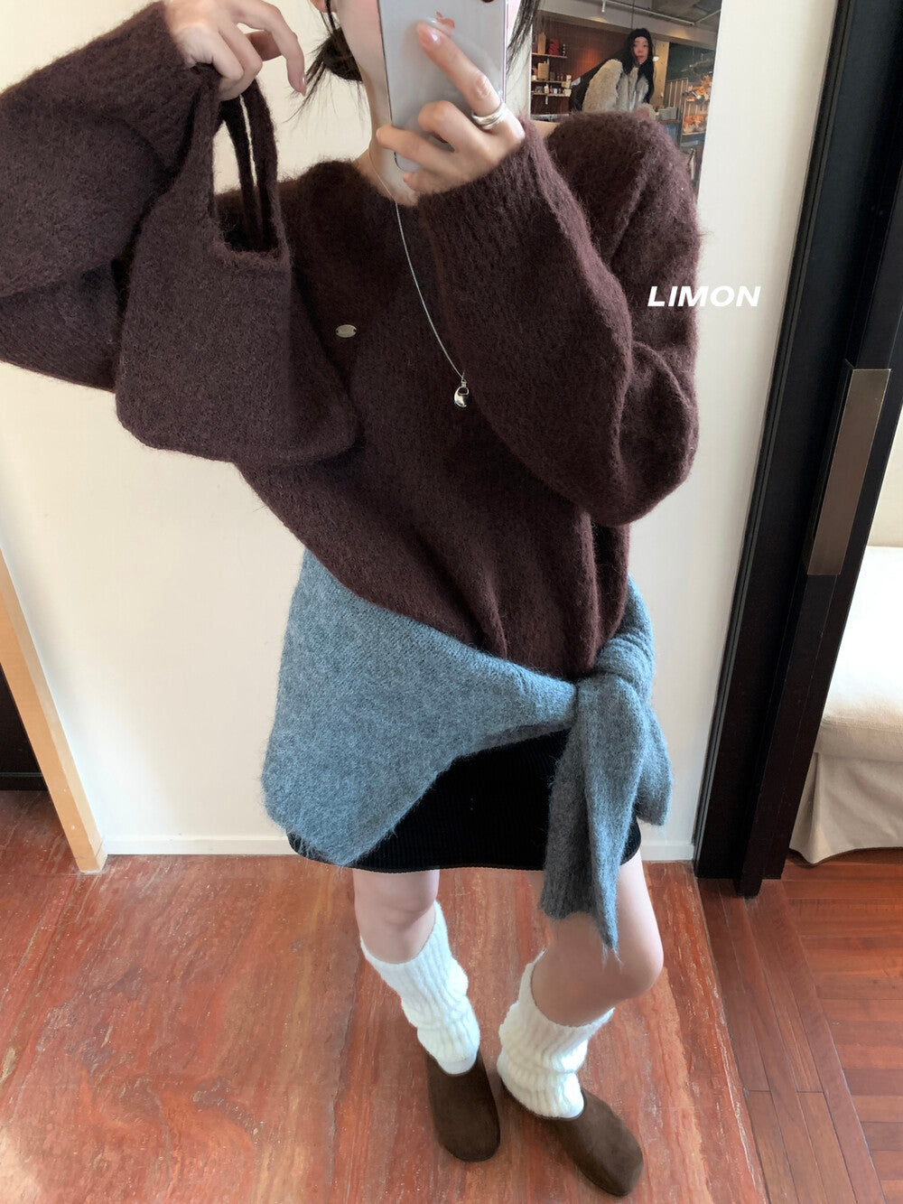 【L6873】實拍檸檬秋冬簡約軟糯保暖毛衣+針織手拎包251117