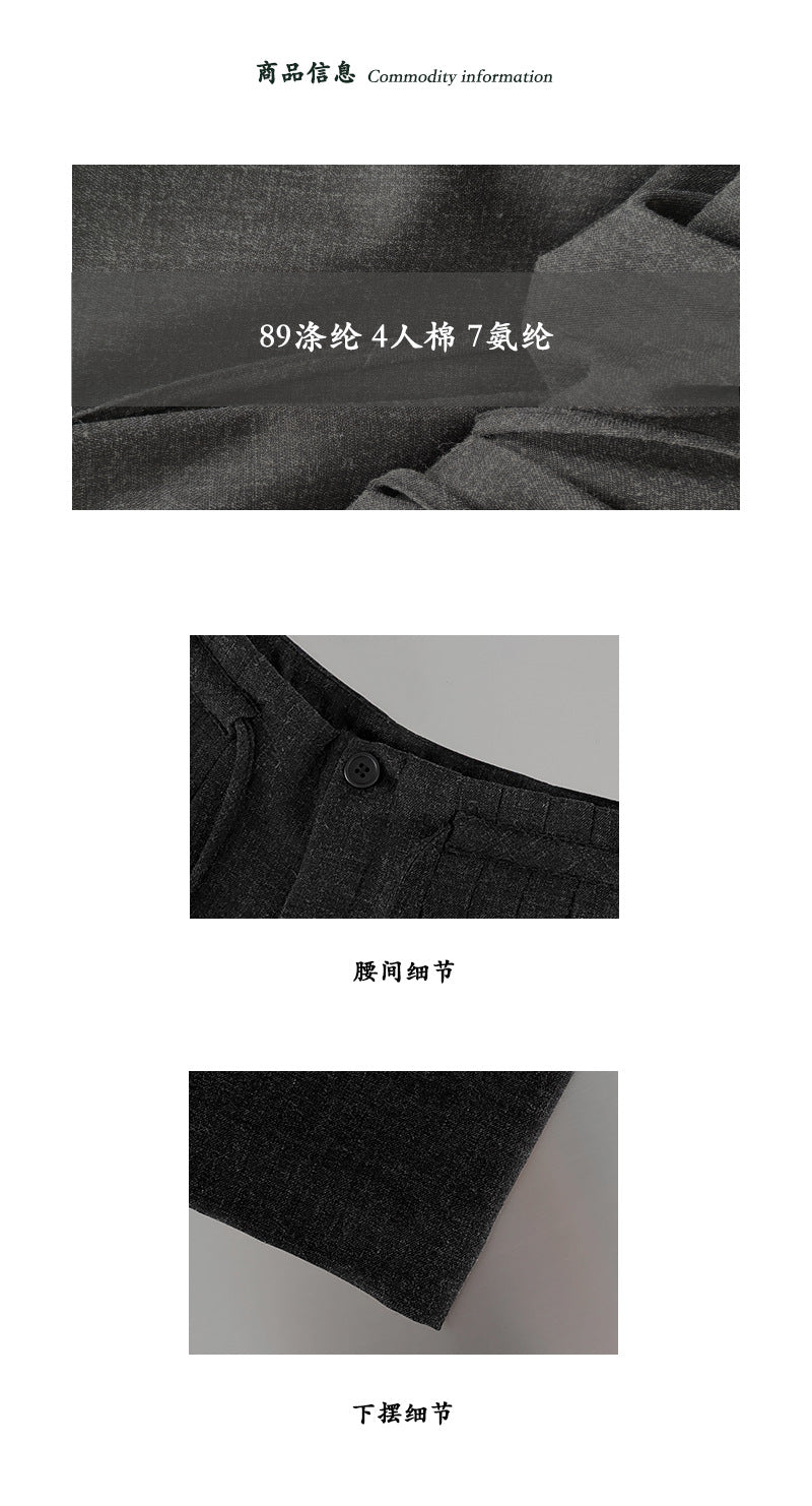 【cimz1619】實拍韓系高級感百搭壓褶垂墜高腰西裝寬褲260311