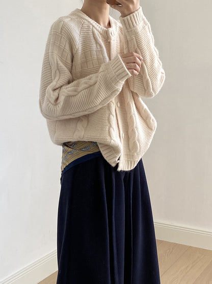 【YP2556】實拍微甜圓領包扣麻花針織外套251023