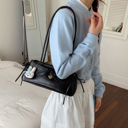 【BYMM1732】浪漫芭蕾女伶🩰少女心蝴蝶結軟皮大容量通勤單肩法棍包260501