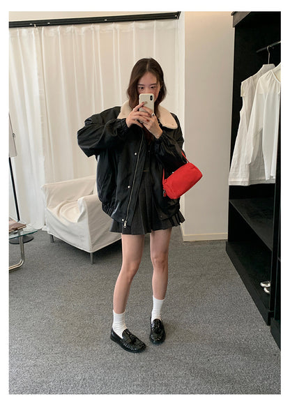 【H5485】實拍高級感毛領PU皮衣夾棉加厚外套251109