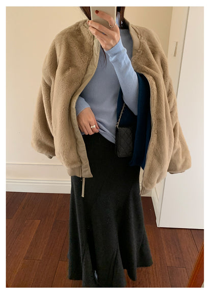 【H5526】實拍兩面穿|絨毛加厚棉服風衣外套251125