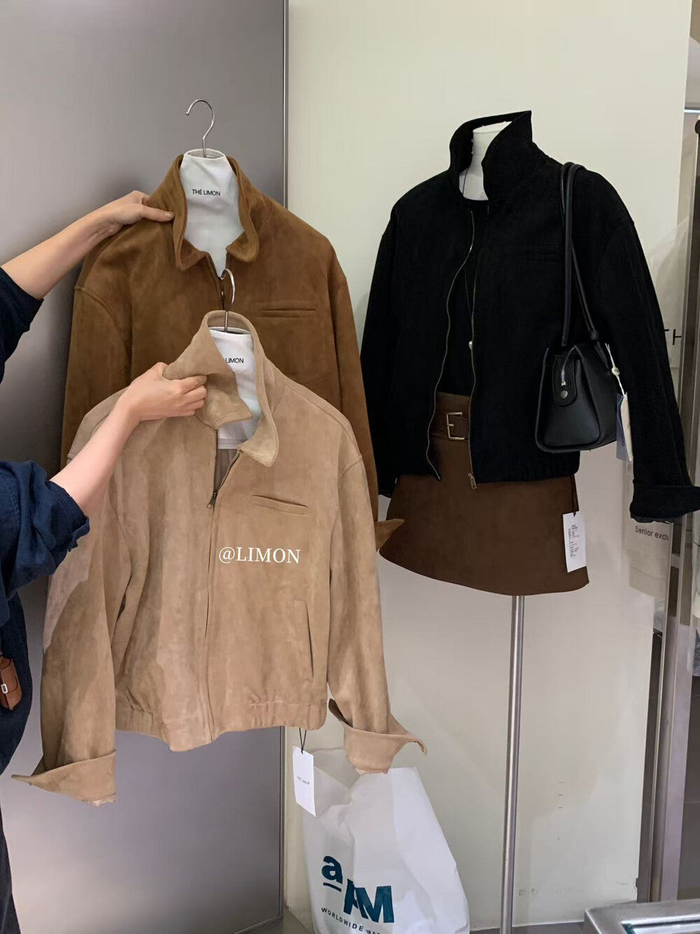 【L9150】實拍檸檬復古寬鬆羊津絨工裝長袖短外套251117