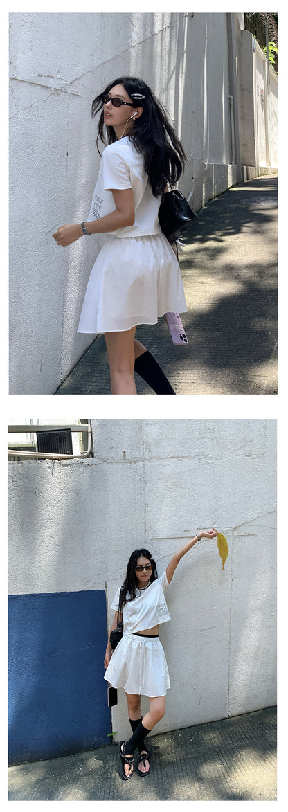 【H5374】實拍夏季清新簡約高腰裙（內含安全褲）250715