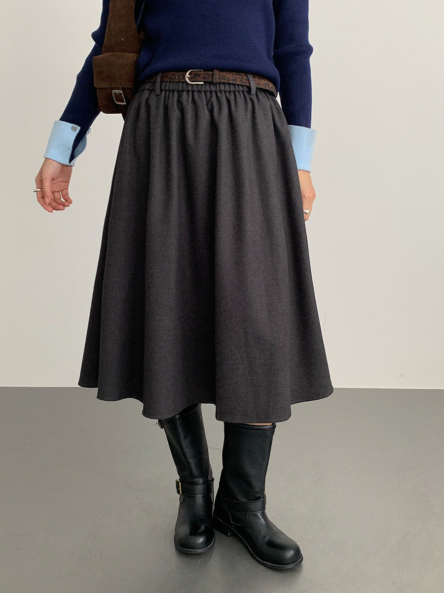 【LD11034】實拍毛呢超顯瘦保暖高腰大裙擺a字裙251124