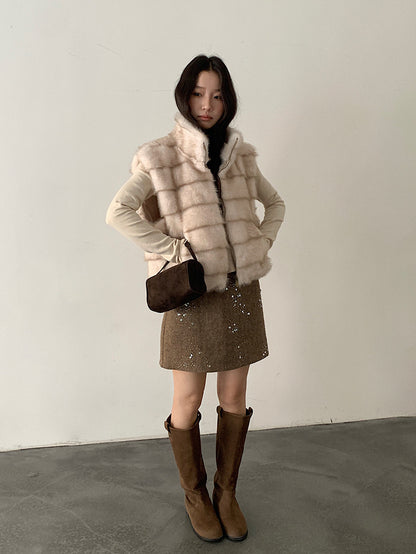 【LD11045】實拍S~XL法式重工時髦毛呢亮片短裙251202