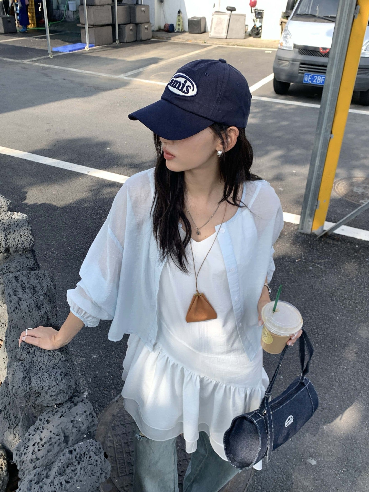 【H5275】實拍夏日簡約棒球款肌理紋防曬罩衫250520