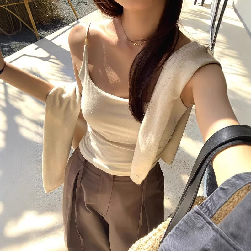 【LTM1605】實拍檸檬家檸檬春夏必備！彈力修身含胸墊/一體杯細肩帶背心260310