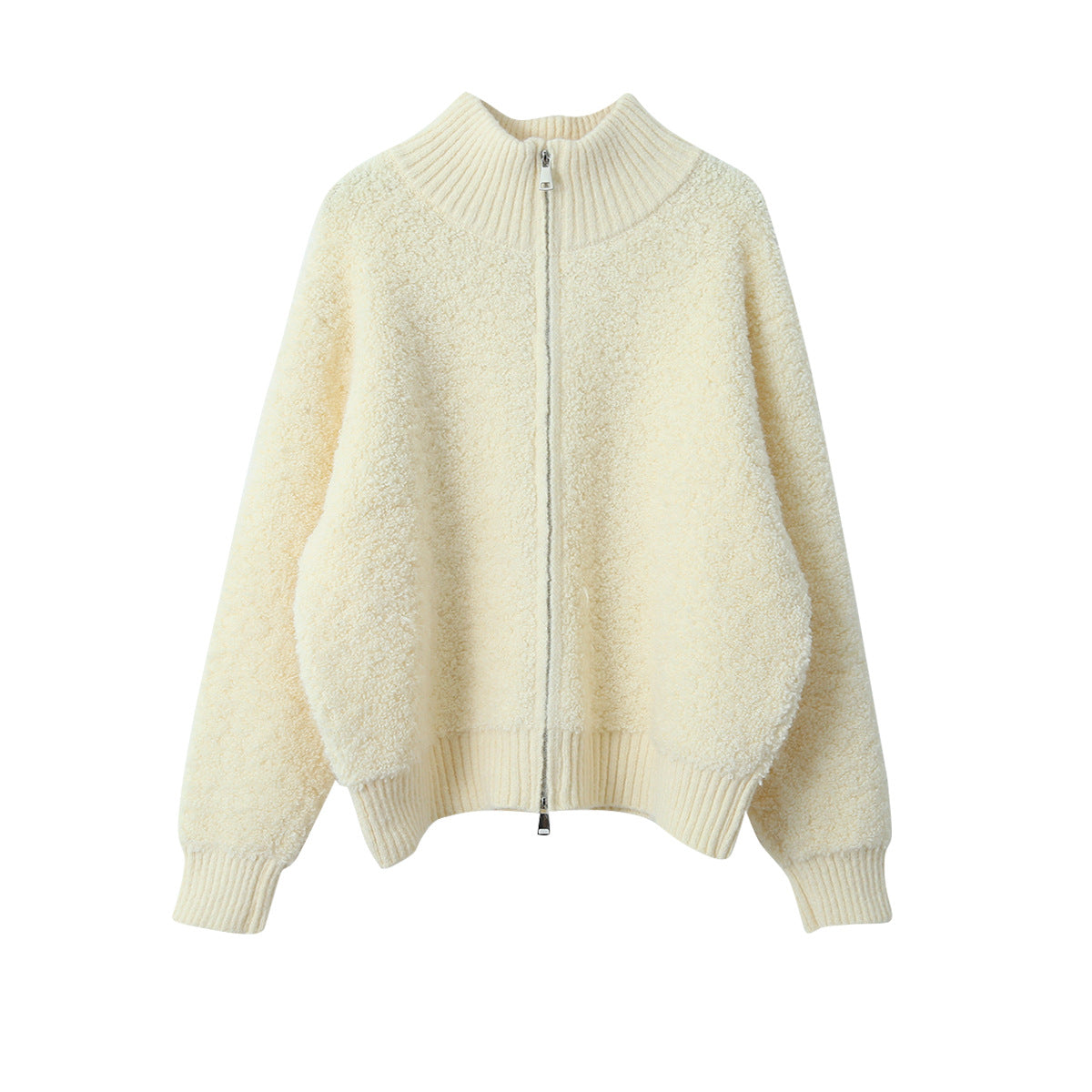 【LD11015】實拍雙頭拉鍊毛絨半高領加厚針織毛衣外套251110