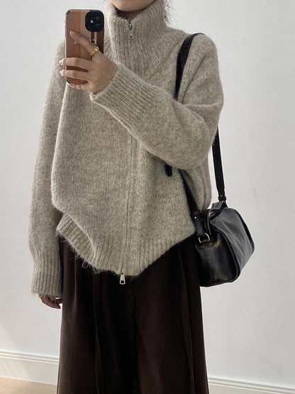 【YP1042】 實拍軟糯寬鬆高領針織毛衣外套(含羊毛4%) 251023