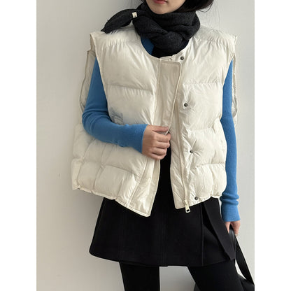 【Y82635】實拍秋冬簡約圓領棉背心251106