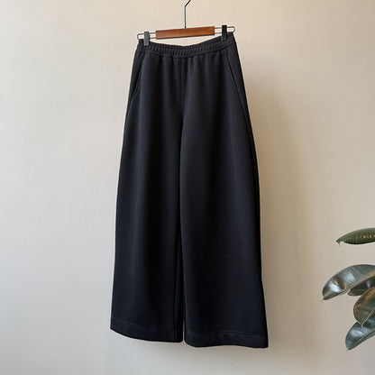 【Y82672】 實拍簡約寬鬆加絨保暖闊腿衛褲251023