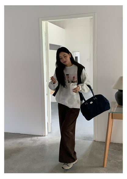 【H5443】實拍復古美拉德高腰彎刀休閒褲250923