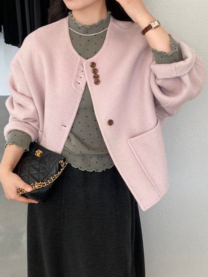 【cimz8538】實拍超美香芋色廓形厚款雙面羊毛外套大衣（羊毛100)251120