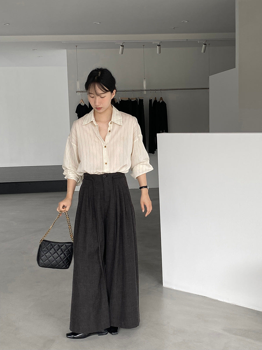 【cim1619】實拍韓系高級百搭壓褶垂感西裝褲251030
