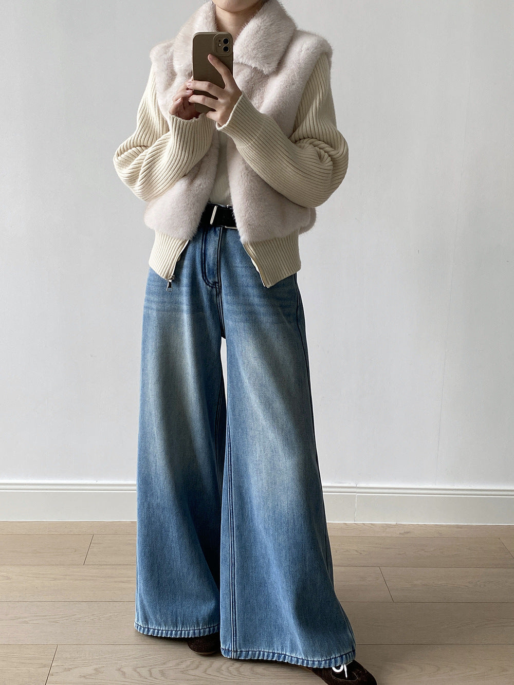 【YH8309】實拍高質感時髦仿皮草拼接針織假2件毛毛外套251113