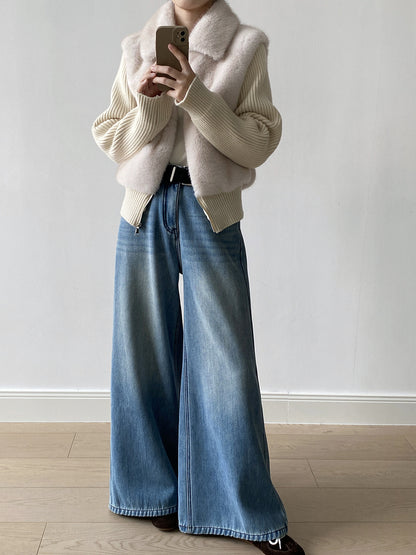 【YH8309】實拍高質感時髦仿皮草拼接針織假2件毛毛外套251113