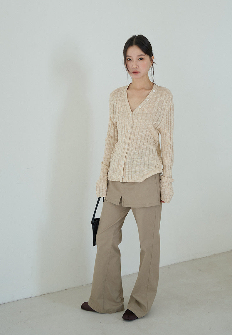 【LD11160】實拍設計感必收！V領薄針織+圍巾 兩件套260309