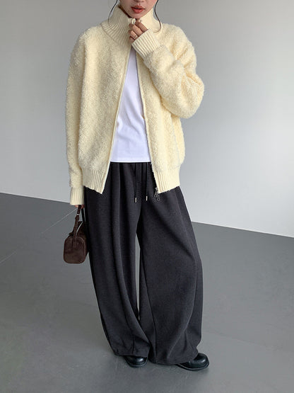 【LD11015】實拍雙頭拉鍊毛絨半高領加厚針織毛衣外套251110