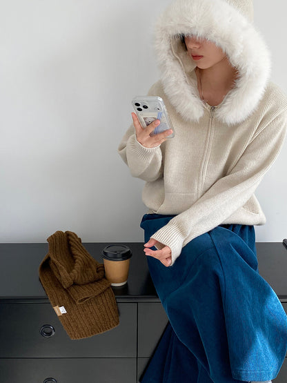 【cimz8321】實拍可拆卸毛領連帽拉鍊毛衣外套251128