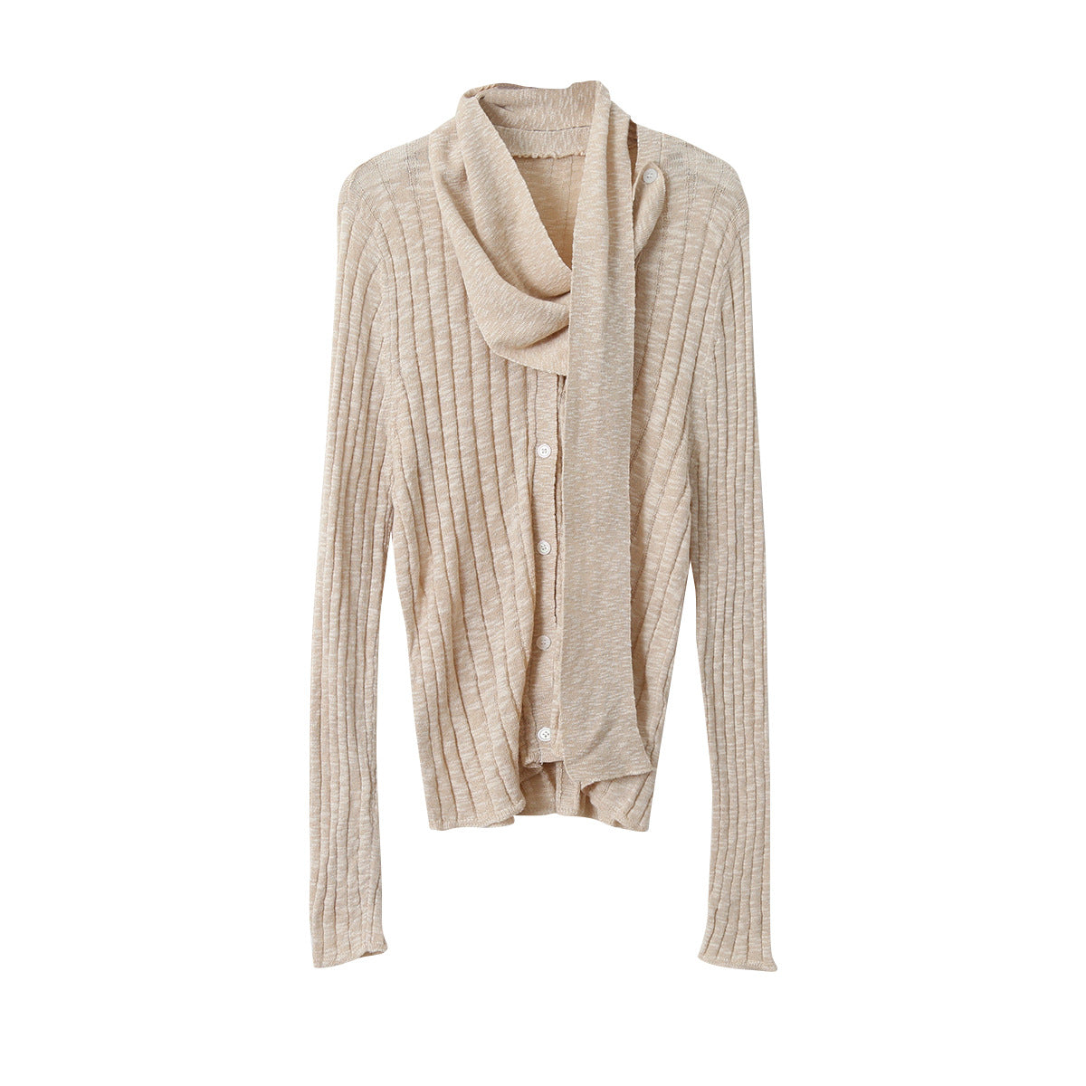 【LD11160】實拍設計感必收！V領薄針織+圍巾 兩件套260309