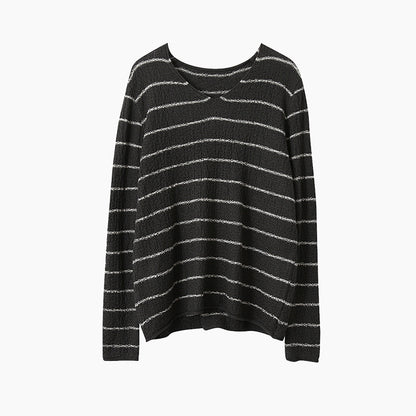 【LD11022】實拍肌理感寬鬆條紋針織衫251110