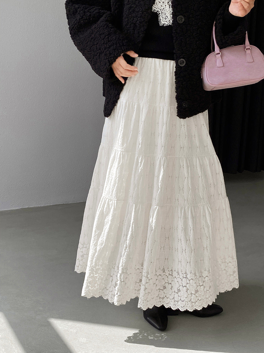 【cim6378】實拍冬日加厚蕾絲長裙251030