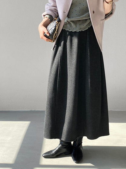 【cimz6392】實拍極簡內加絨加厚高腰毛呢長裙（羊毛3)251120