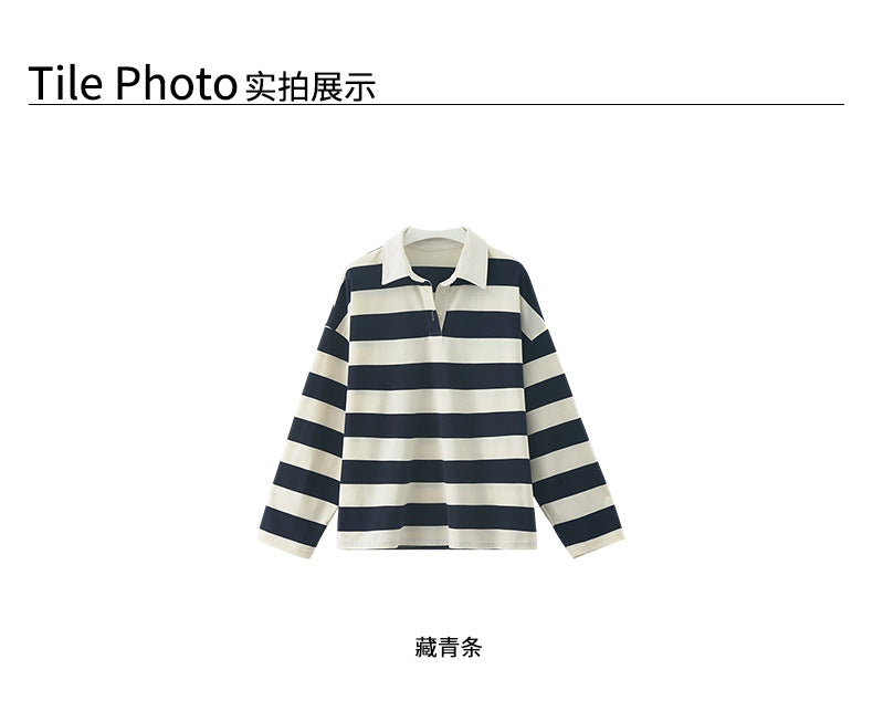 【H530743】實拍男友感復古polo領寬鬆衛衣-sale