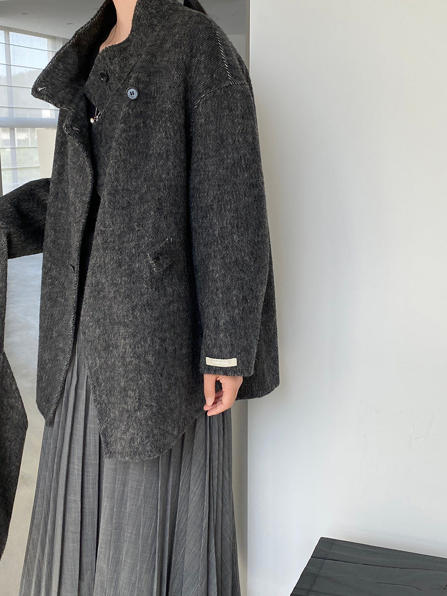 【cim2517】實拍蘇黎世冬日立領雙面呢毛呢外套大衣(100羊毛)251030